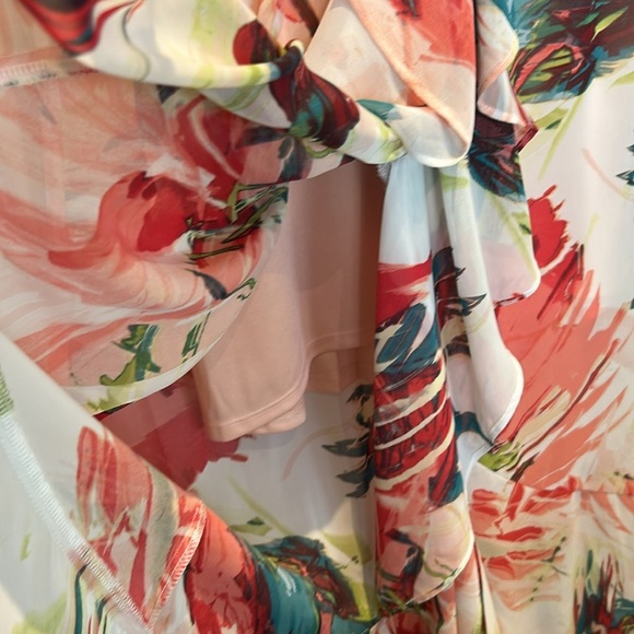 Sangria Watercolour Floral Ruffle Maxi Sleeveless Tropical Dress Size 10 - Picture 14 of 15